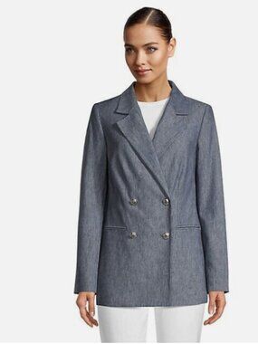 Karl Lagerfeld linen & cotton navy double breast blazer excellent condition